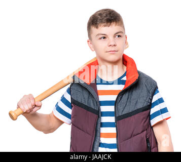 Teen boy con la mazza da baseball Foto Stock