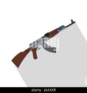 Fucile Kalashnikov icona, stile piatto Illustrazione Vettoriale