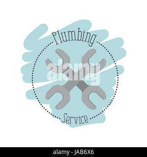 Sticker scena di strumenti chiave attraversato plumbing service Illustrazione Vettoriale