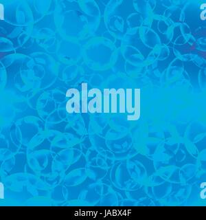 Un sacco di bolle di sapone e schiuma in acqua blu modello senza giunture Illustrazione Vettoriale