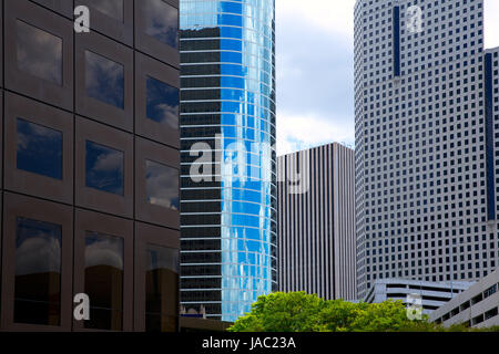 Houston Texas Skyline con moderni skyscapers e blue sky view Foto Stock