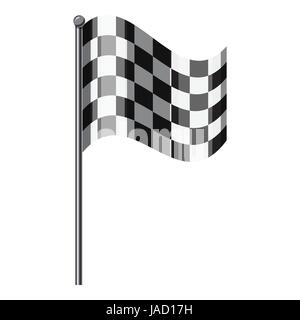 Bandiera a scacchi e la relativa icona. Isometrica, 3d illustrazione della bandiera a scacchi icona vettore per il web Illustrazione Vettoriale