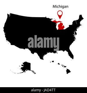 Mappa di la condizione degli Stati Uniti Michigan Illustrazione Vettoriale