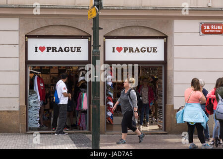 Il mio amore Praga tourist shop in Piazza Venceslao, Praga Foto Stock