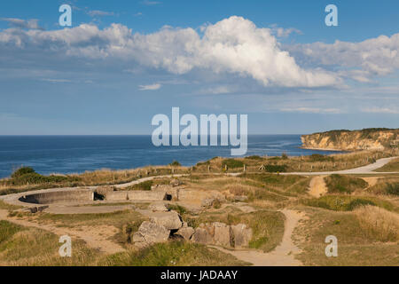 La Pointe du Hoc, Cricqueville-en-Bessin, Normandie, Francia Foto Stock