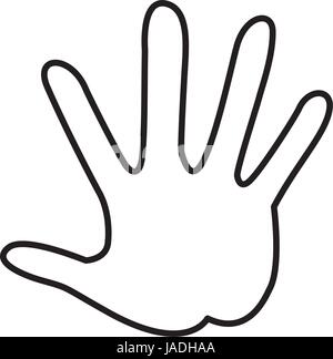 Delineate la mano che mostra cinque dita immagine di Palm Illustrazione Vettoriale