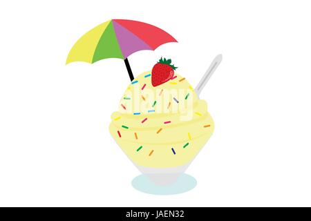 Gelati e frutta in vaso Illustrazione Vettoriale