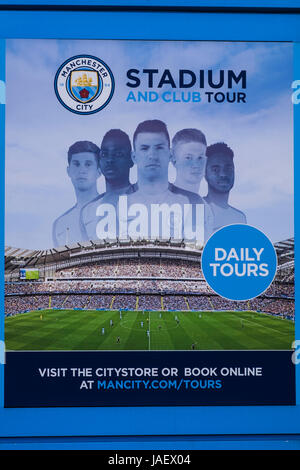 Etihad Stadium casa Manchester City Football Club, Manchester, Inghilterra, Regno Unito Foto Stock