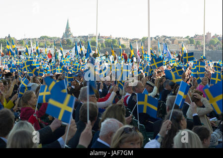 Stoccolma, Svezia. Il 6 giugno, 2017. La Giornata Nazionale della Svezia. Festeggiamenti in fase Solliden, Stoccolma, in presenza della famiglia reale. Credito: Barbro Bergfeldt/Alamy Live News Foto Stock