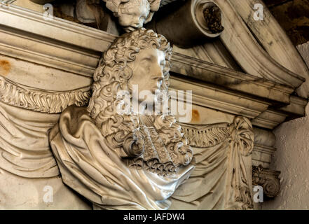 Simon Bennett monumento, Chiesa dell Assunzione della Beata Vergine Maria, Beachampton, Buckinghamshire, Inghilterra, Regno Unito Foto Stock