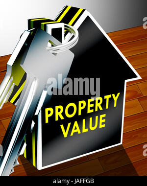 Valore della proprietà di mezzi le chiavi di casa prezzi Rendering 3D Foto Stock