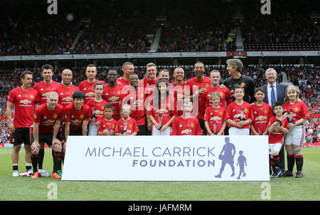 Il Manchester United 2008 XI posano per una foto prima di kick-off Foto Stock