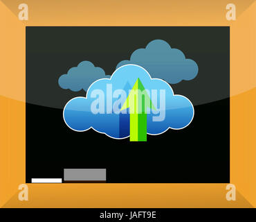 Il cloud computing concetto su una lavagna illustrazione Foto Stock