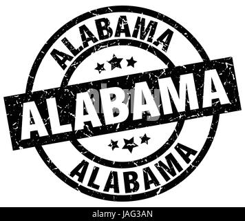 Alabama nero tondo grunge timbro Illustrazione Vettoriale