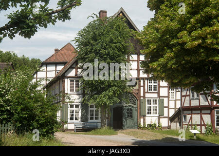 Deutschland, Renania settentrionale-Vestfalia, Detmold e LWL-Freilichtmuseum, das größte Freilichtmuseum , Deutschlands Bauernhäuser Foto Stock