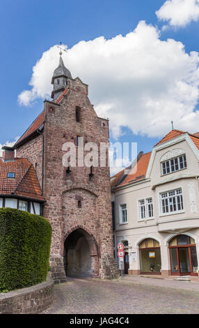 Od city gate Niederntor in the historical center of Blomberg, Germany Foto Stock