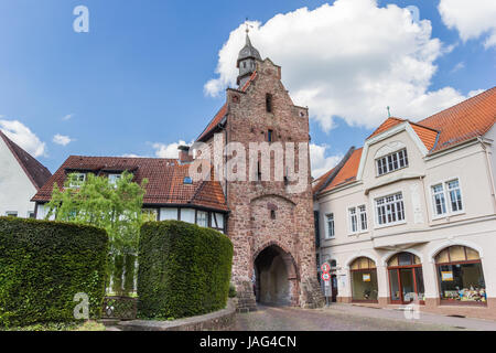 Od city gate Niederntor in the historical center of Blomberg, Germany Foto Stock