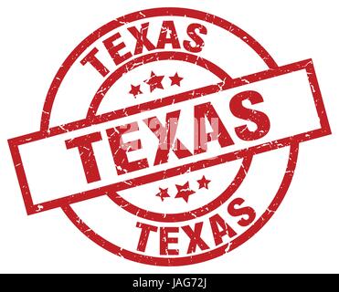 Il Texas red round grunge timbro Illustrazione Vettoriale