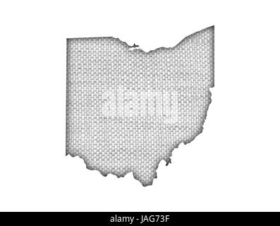 Mappa di Ohio su vecchie lenzuola Foto Stock