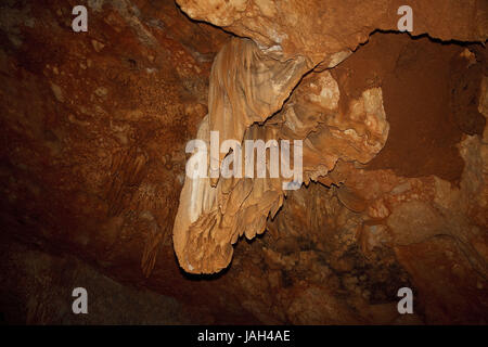 Belize,Actun Tunichil Muknal,pit,Maya,Xibalba,pietra antigoccia,a stalattiti,alcuna proprietà di rilascio, Foto Stock