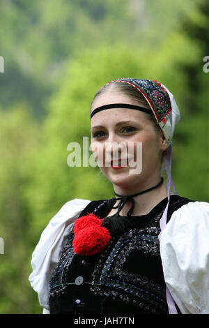 L'Europa,Est Europa, Slovacchia,Polonia,margine,Cerveny Klastor,folklore,festival,festa,festival con costumi tradizionali,costume nazionale,cultura, estate, Foto Stock