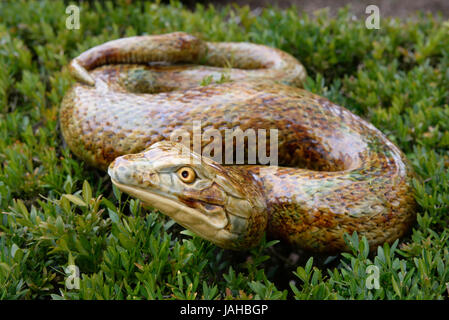 Serpente in ceramica da Rafael Bordalo Pinheiro (un XIX secolo grande artista portoghese). Giardino del Museu da Cidade, Lisbona. Portogallo Foto Stock