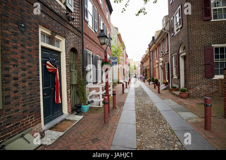 Elfreths alley nella vecchia città di Philadelphia STATI UNITI D'AMERICA Foto Stock