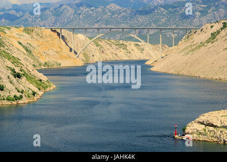 Novigrader Meer Autobahnbrücke - Novigrad ponte del mare dall'autostrada 13 Foto Stock