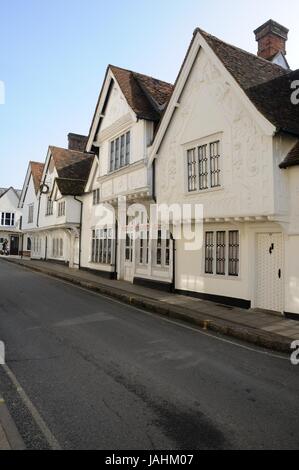 Il vecchio Sun Inn, Saffron Walden, EssexThe pargeting sulla sua parte anteriore che è stato descritto come "alcune delle migliori superstite in Inghilterra ", Foto Stock
