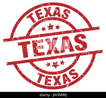 Il Texas red round grunge timbro Illustrazione Vettoriale