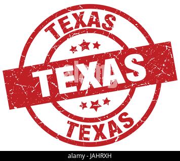 Il Texas red round grunge timbro Illustrazione Vettoriale