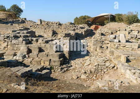 Rovine del cancello sud nella città antica di Troia. Provincia di Canakkale. Turchia Foto Stock