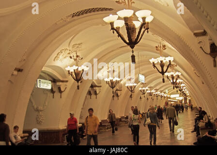 Metropolitana di Mosca, la stazione Metro Arbatskaya, Mosca, Russia, Europa Foto Stock