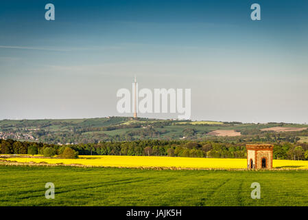 Torre di avvistamento Folley a Farnely Tyas, Huddersfield, West Yorkshire, Inghilterra, Regno Unito. Foto Stock