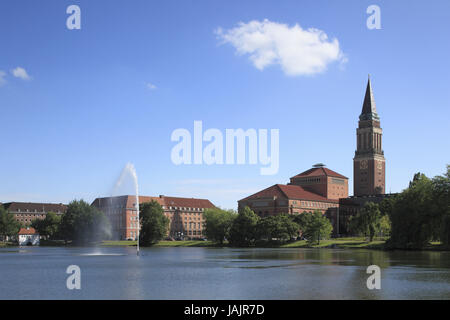 La germania,SCHLESWIG-HOLSTEIN,il Mar Baltico,Kiel Förde,Kiel,opera-house,Jugendstil,municipio,della torre del municipio,Kampanile,costruzione di mattoni,piccola Kiel, Foto Stock