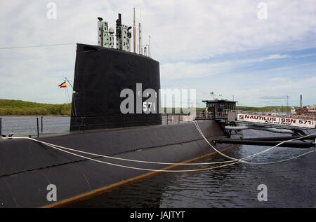 La USS Nautilus presso la navata Sub Museum di Groton, CT. Foto Stock