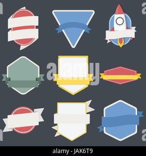 Set misto di badge astronave emblema, marchio icona Illustrazione Vettore Illustrazione Vettoriale