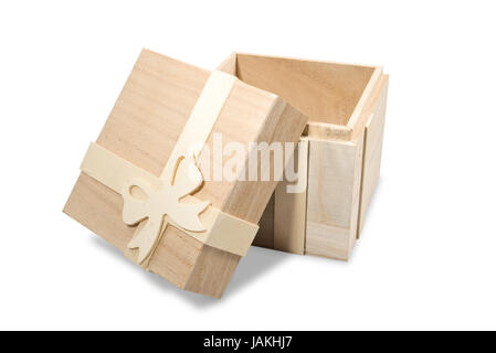 Piccolo scatolo in legno. In legno essenziali confezione regalo Foto Stock