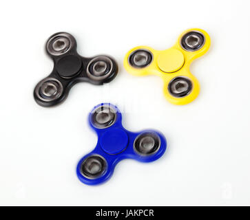 Tre agitano: Spinner isolati su sfondo bianco Foto Stock