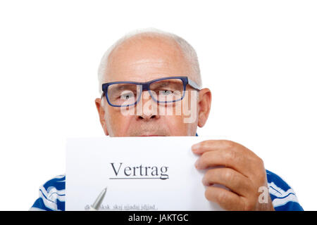 Senior bei Vertragsabschluss Foto Stock