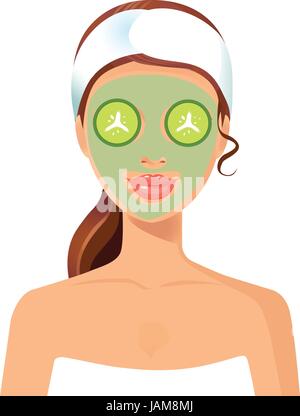 Bella donna con la maschera sul viso illustrazione vettoriale nozione Illustrazione Vettoriale