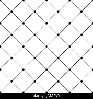 Tappezzeria imbottita abbottonata rombo seamless pattern in bianco e nero Illustrazione Vettoriale