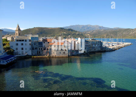 Città portuale di Saint Florent in corsica Foto Stock