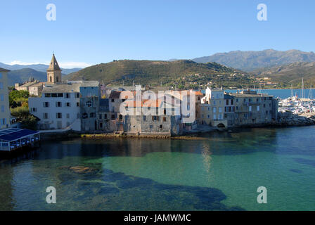 Città portuale di Saint Florent in corsica Foto Stock