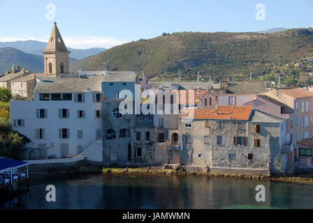 Città di porto di Saint Florent in corsica Foto Stock