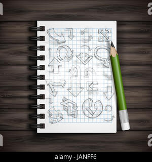 Set di disegnati a mano Doodle frecce. Illustrazione Vettoriale. Eps 10 Foto Stock