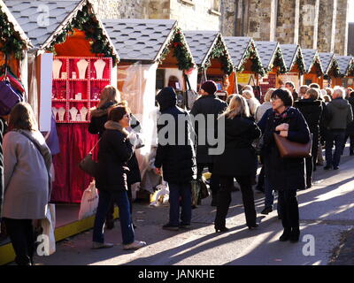 La Cattedrale di Winchester Mercato di Natale Foto Stock