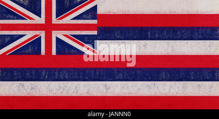 Illustrazione di un flag di stato delle Hawaii in America con un look grunge. Foto Stock