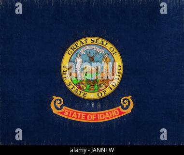 Illustrazione della bandiera di Idaho stato in America con un look grunge. Foto Stock