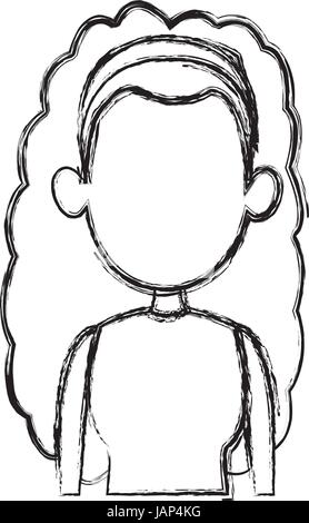 Silhouette di disegno senza volto corpo metà donna acconciatura illustrazione vettoriale Illustrazione Vettoriale